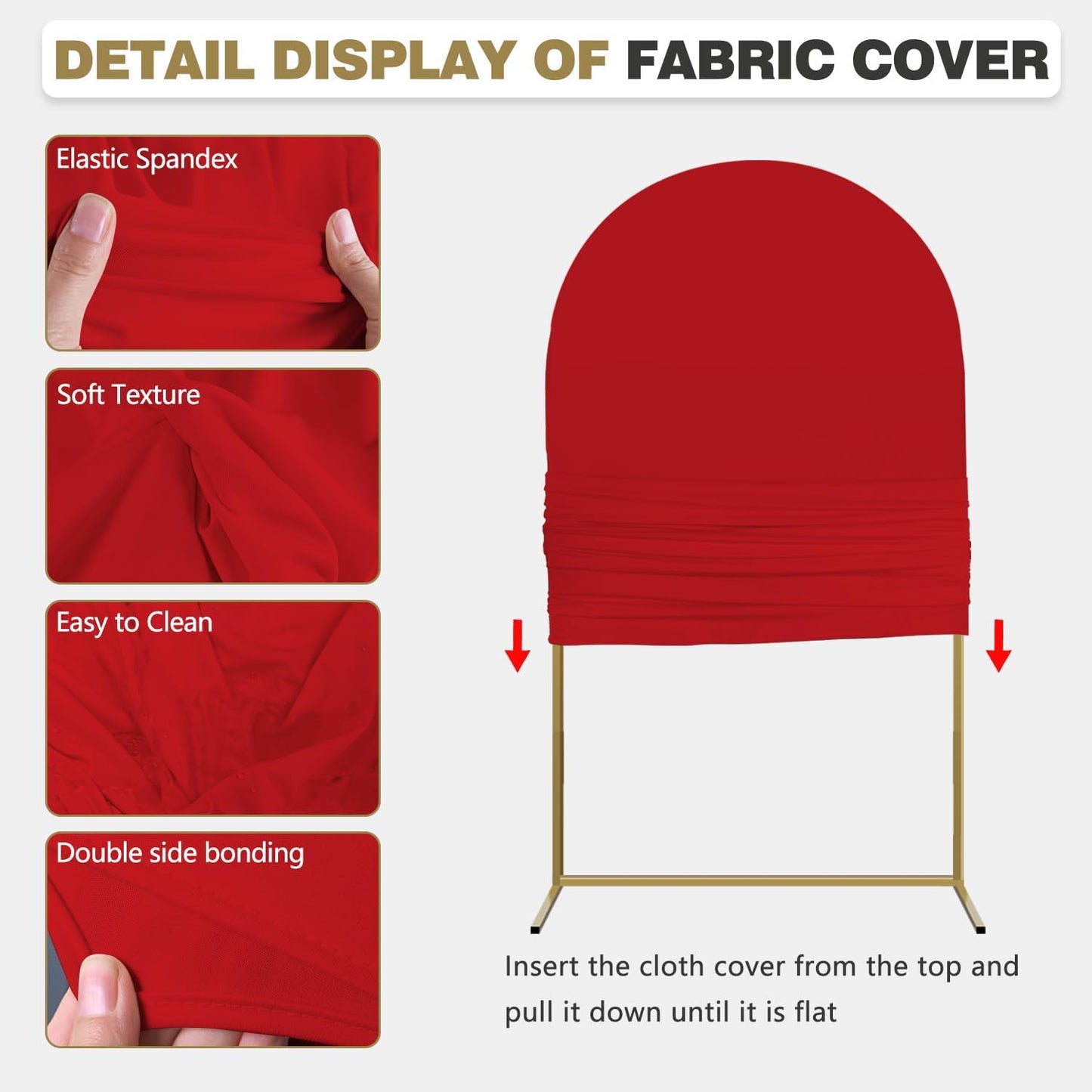 Arch Backdrop Stand and Cover Set, Metal Balloon Arch Backdrop 7.2ft, Gold Arched Stand Frame for Wedding, Parties,Birthday, Backdrop Decorations (Red,7.2ft)