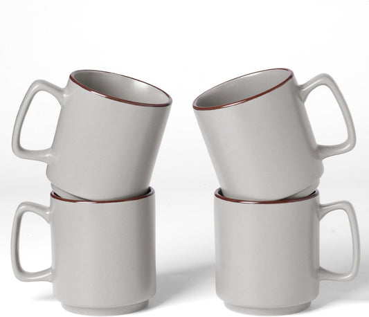 famiware Coffee Mugs Set of 4, Nebula 14oz Coffee Mugs, Ceramic Cup Set with Handle for Latte, Tea, Milk, Cappuccino, Cocoa, Light Gray