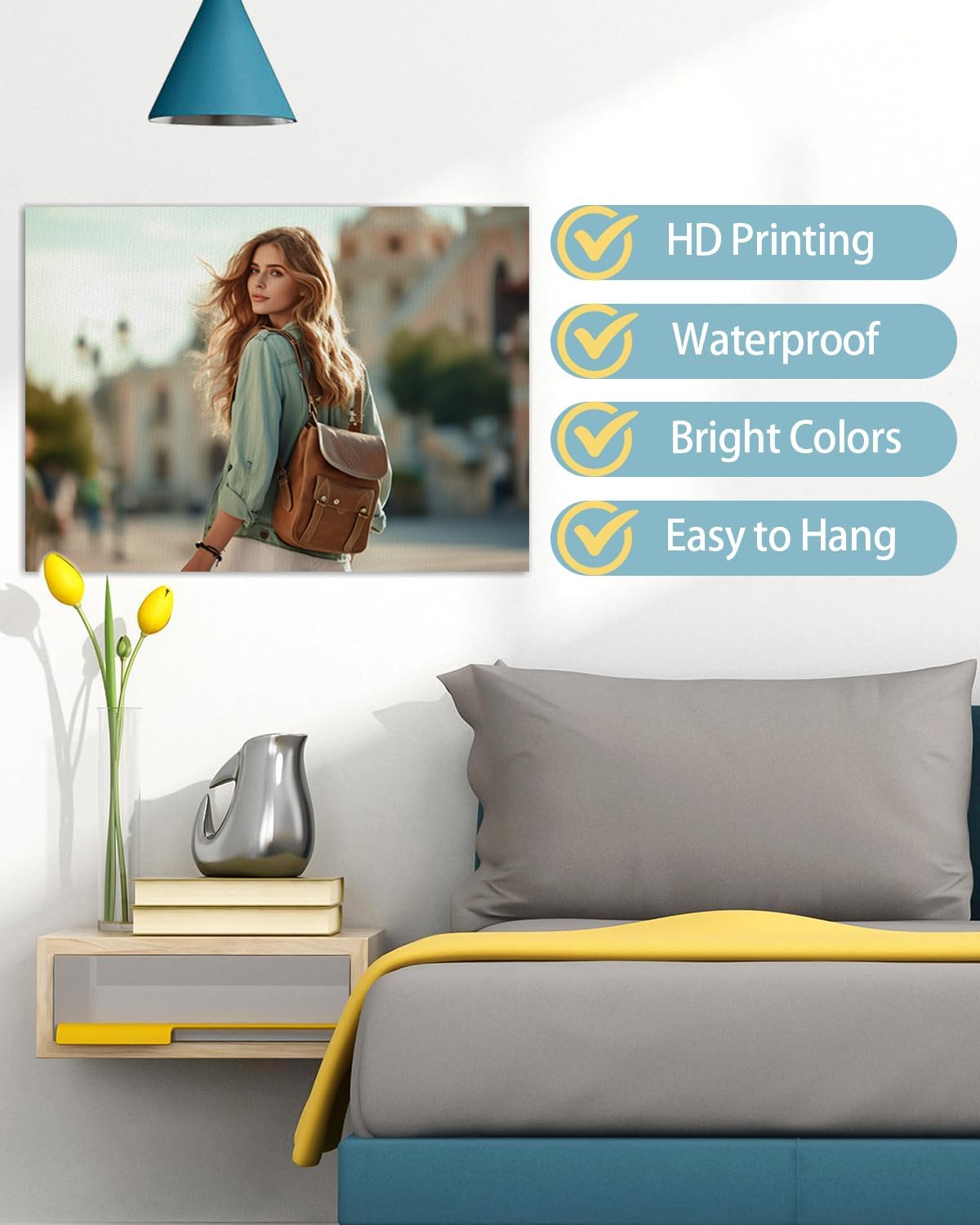 AbcCustomize Canvas Prints with Your Photos，Custom Canvas Wall Art for Bedroom, Living Room, Farmhouse Decor，Personalized Gifts Canvas Prints for Family，Friend，Lover，Pet