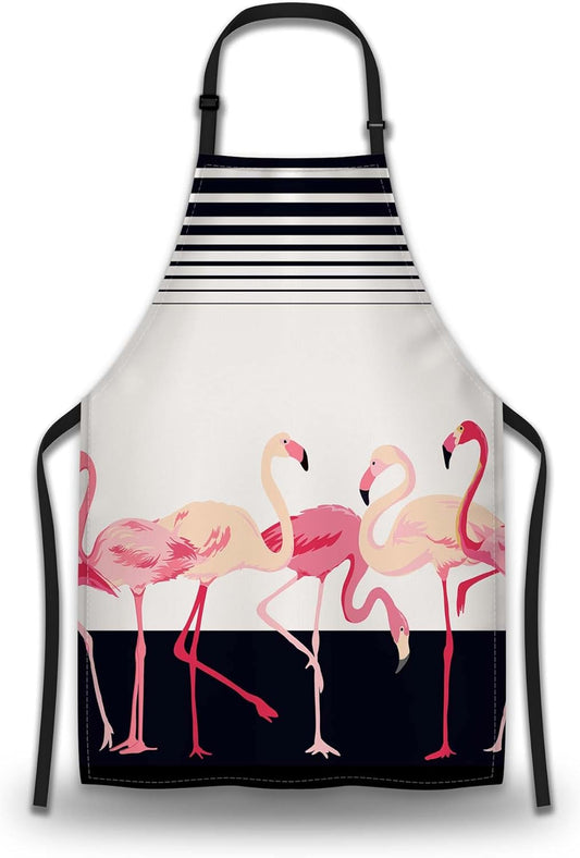 Garden Apron for Women Flamingo Mans Aprons for Kitchen Cooking Restaurant BBQ Painting Crafting Gardening 27” (W) x 31” (H), Waterproof Aprons