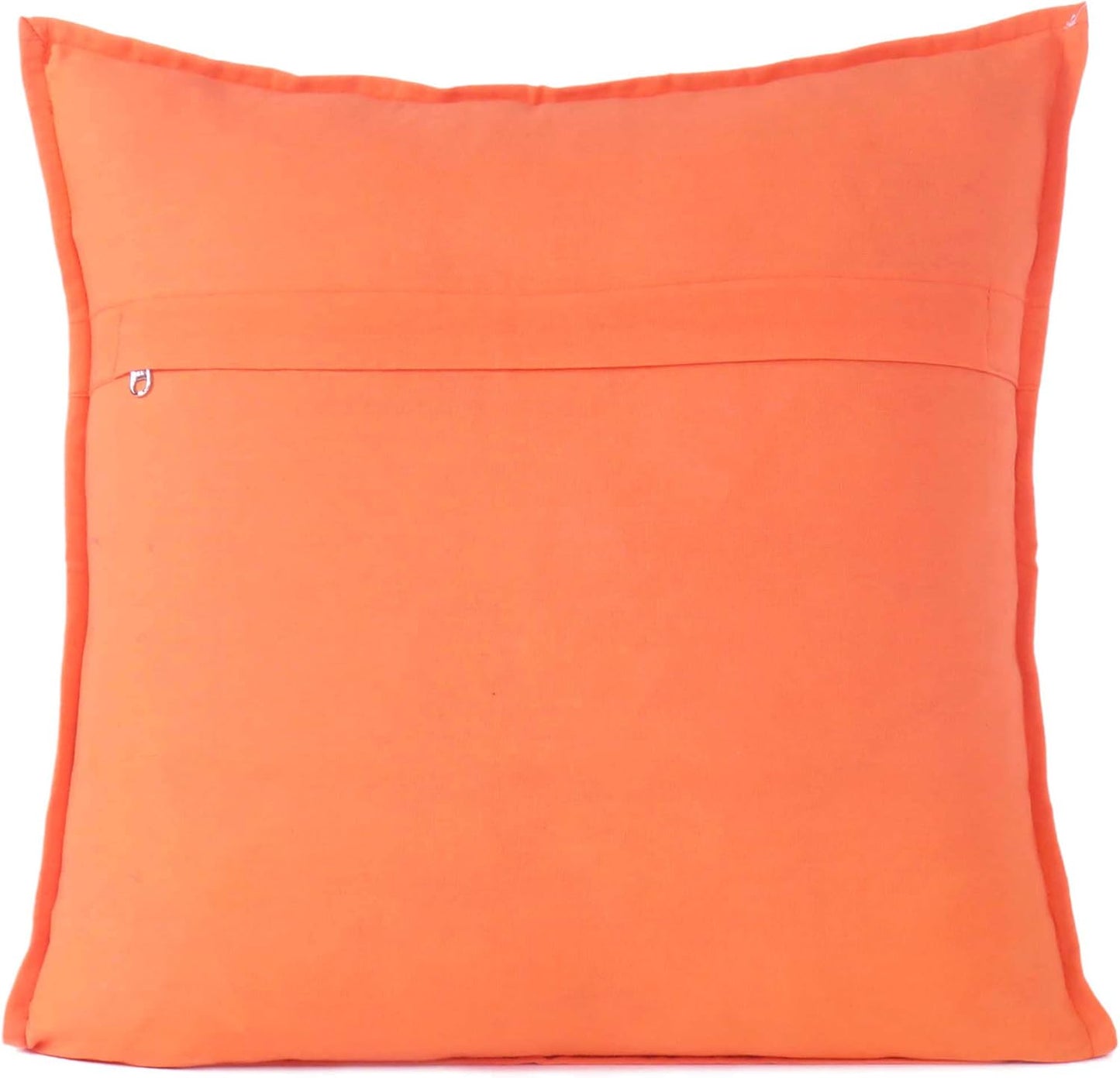 Eyes of India Embroidered Decorative Boho Throw Pillow Cover with Mirrors, Handmade Bohemian Accent Cushion Case for Sofa Couch Bedroom Living Room (Orange, 16" x 16")