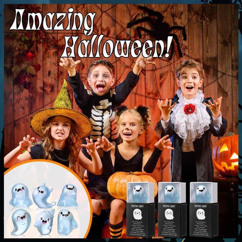 32 Sets Halloween Mini Ghost Figures with Box, Glow in The Dark Mini Resin Ghosts, Luminous Ghost Miniature Resin Figurines for Halloween Party Favors (1PCS E)