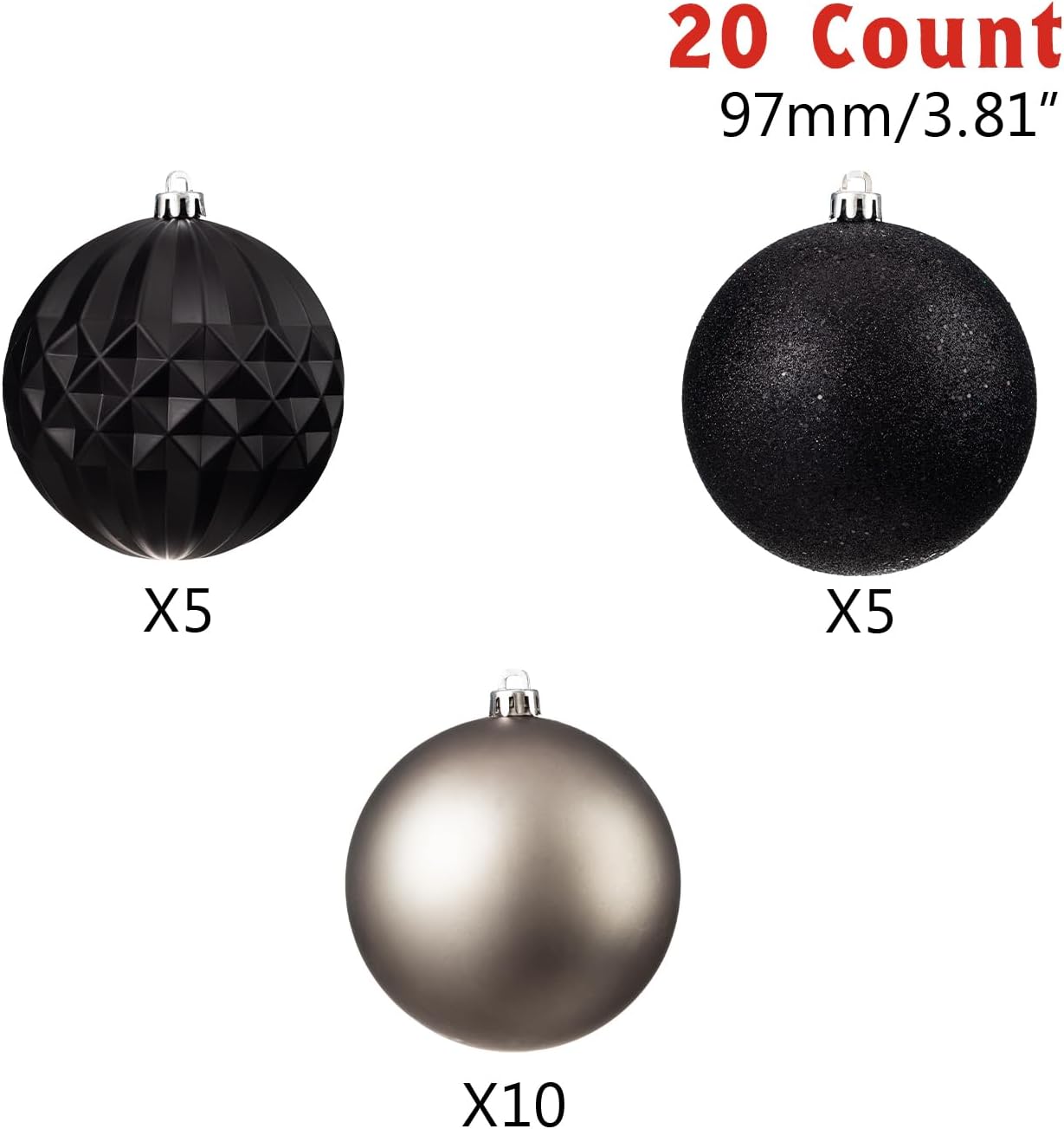 Every Day is Christmas 20ct Shatterproof Plastic Christmas Ornaments, 3.6" Round Balls, Multicolored, Christmas