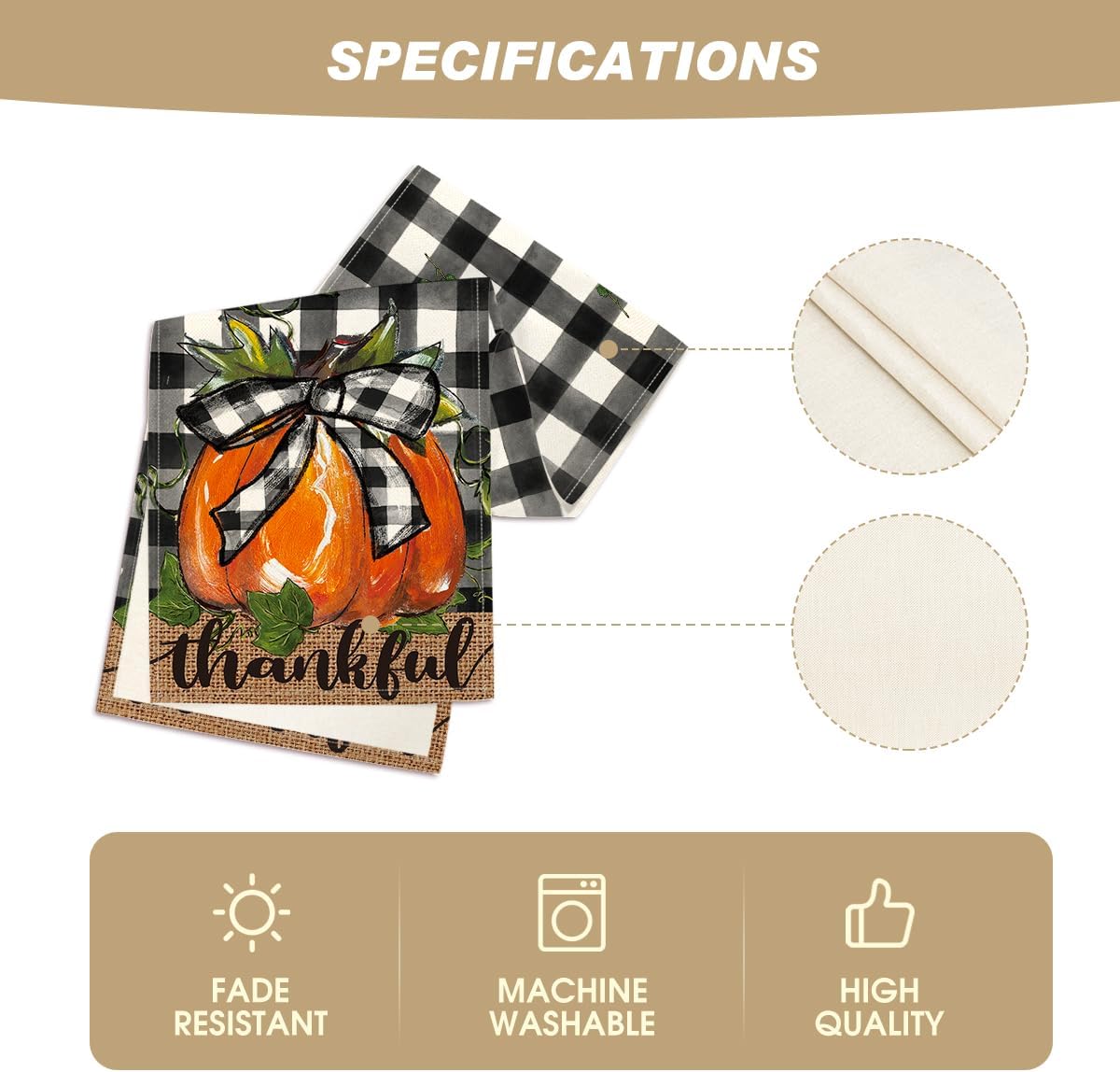 Artoid Mode Buffalo Plaid Bowknot Pumpkin Thankful Fall Table Runner, Autumn Thanksgiving Kitchen Dining Table Decoration for Home Party Decor 13x90 Inch