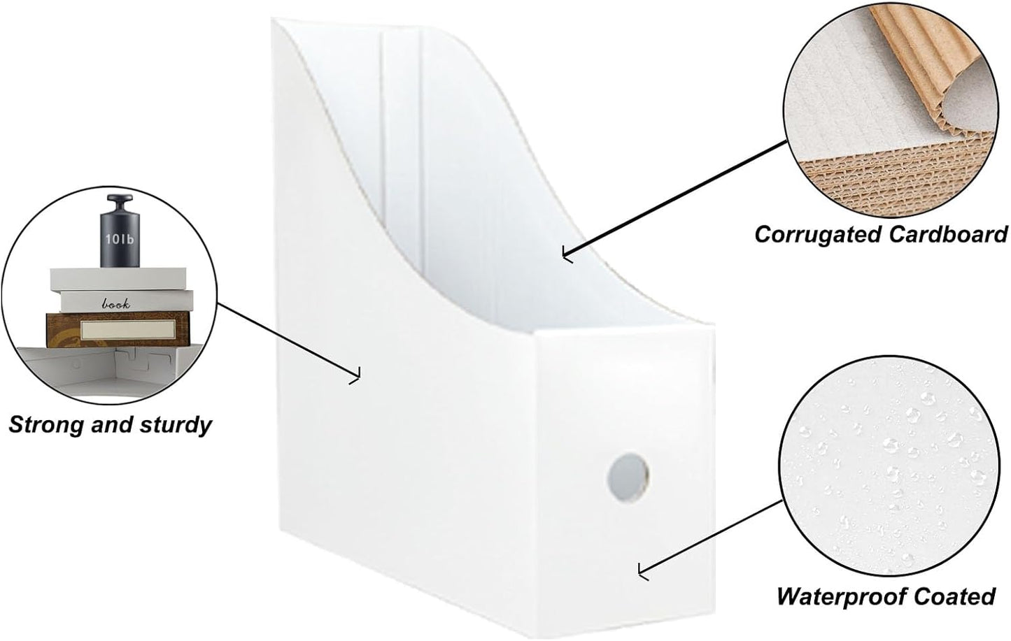 24 Pack Cardboard Magazine Holder, Magazine File Holder for Home, Office, Desk, 10.6'' H×10.2'' L ×3.5''W Magazine Storage Box (12 Pack White and 12 Pack Black)