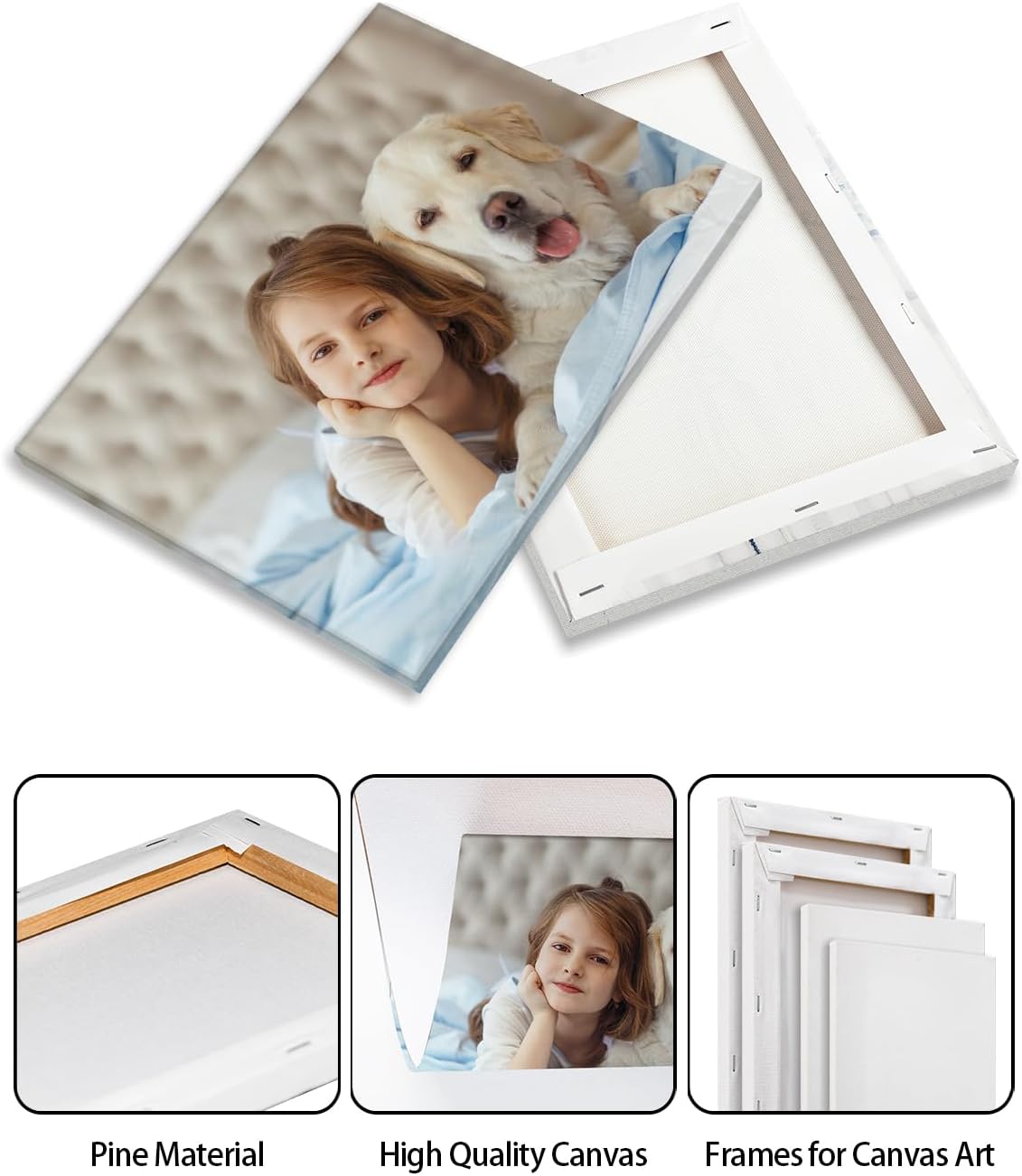 AbcCustomize Canvas Prints with Your Photos, Personalized Photo To Canvas Print for Bedroom, Living Room, Farmhouse Office Decor,Custom Canvas Wall Art for Gifts & Keepsakes, Ready to Hang