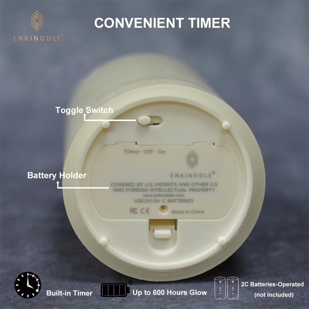 Flickering Flameless Candle, Real Wax LED Pillar Candle with 3D Moving Flame, Battery Operated, Built-in Timer, Ivory, Unscented, Safe for Home Décor, and Holidays 3" x 7.12"