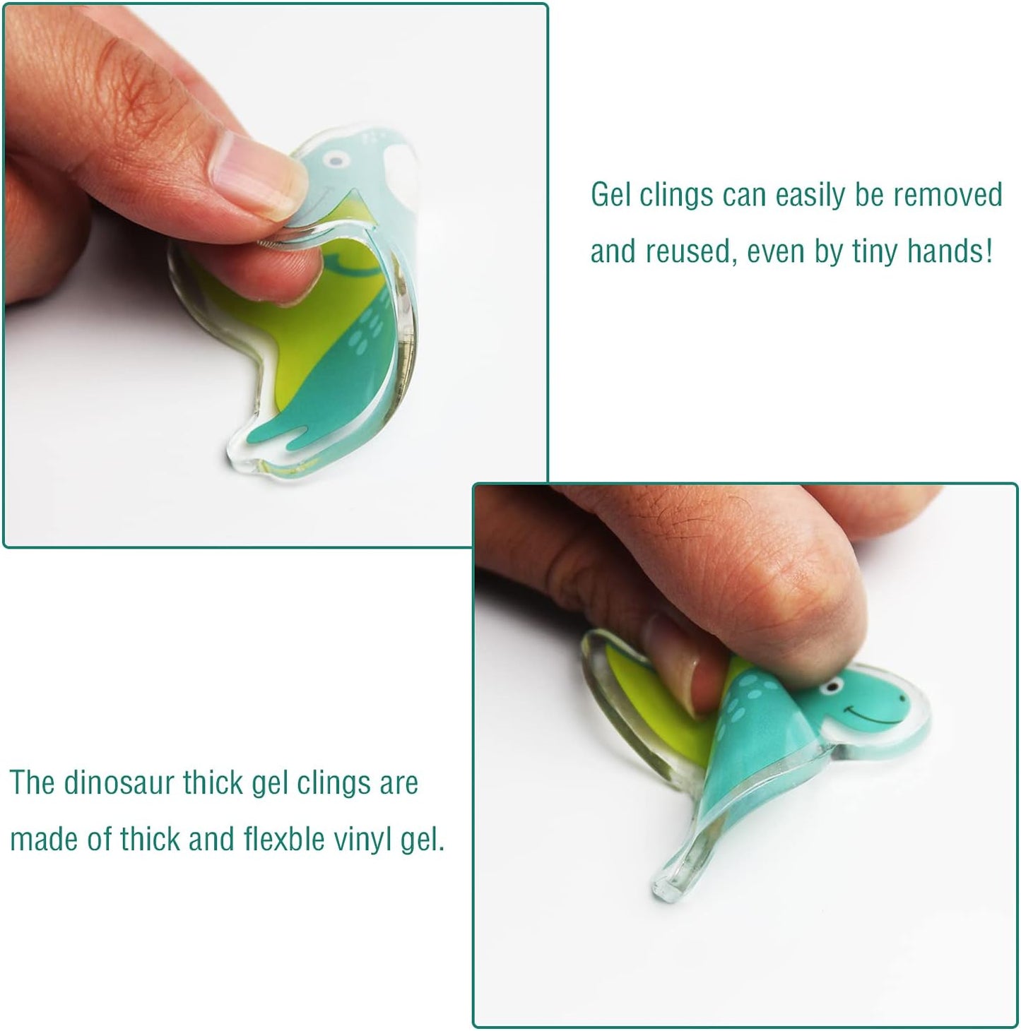 40 PCS Dinosaur Thick Gel Clings Dinosaurs Window Gel Clings Decals Stickers for Kids Toddlers and Adults Home Airplane Classroom Nursery Winter Dinosaurs Party Supplies Decorations Removable and