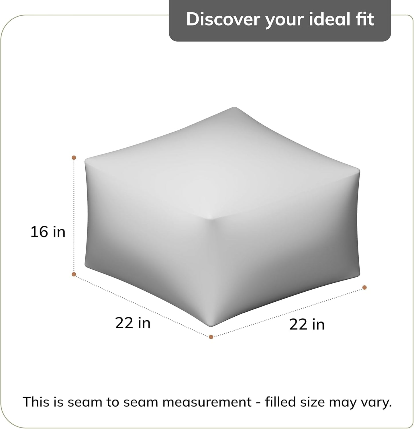 Anji Mountain 22"x22"x16" Handmade & Handcrafted Ottoman Pouf Comfortable Pouf Ottoman Foot Rest & Home Décor Accent for Living Room, Bedroom, Nursery, Kids Room, Patio