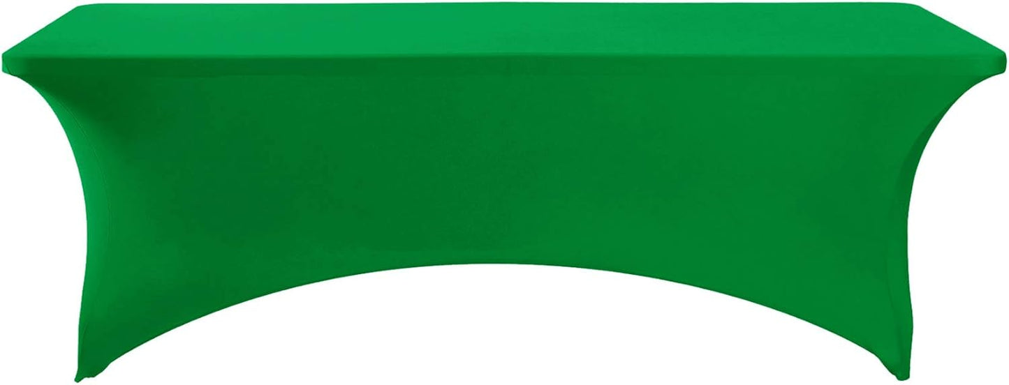 2Pack Spandex Table Cover for 8FT or 4ft or 6ft Table Universal Fitted Stretch Tablecloth for Party, Banquet, Wedding and Events-Emerald