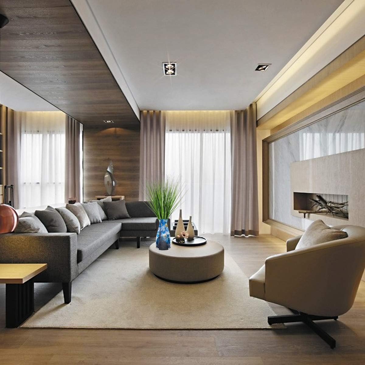 27" Artificial Plants Onion Grass Greenery Faux Fake Shrubs Plant Flowers Wheat Grass for House Home Indoor Outdoor Office Room Gardening Indoor Décor 6 Pack