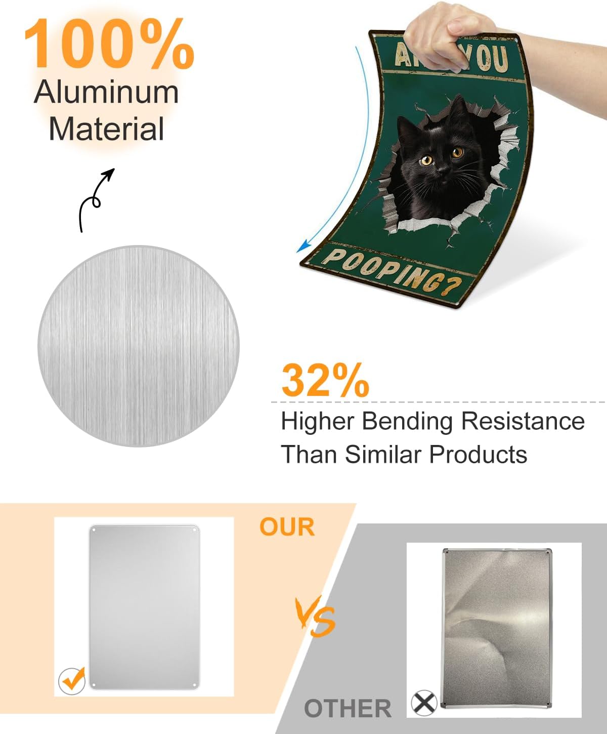 ALKB Are You Pooping Signs Funny Black Cat Sign for Bathroom Wall Decor, Vintage Cat Gift 8 x 12 Inch