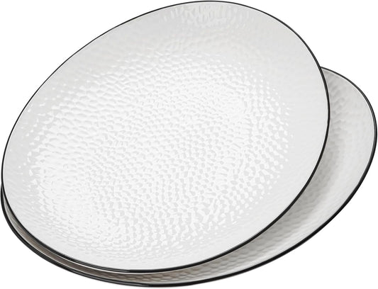 15" Large Serving Platter - Oval Large Serving Tray, Ceramic Serving Dish, White Platters for Serving Food, Appetizers, Entertaining, Party, Set of 2