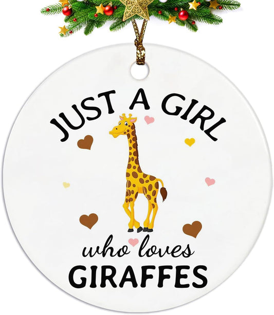 Giraffe Ornament, Giraffes Gifts for Girls Women, Just a Girl Who Loves Giraffes Ornament Keepsake Decorations