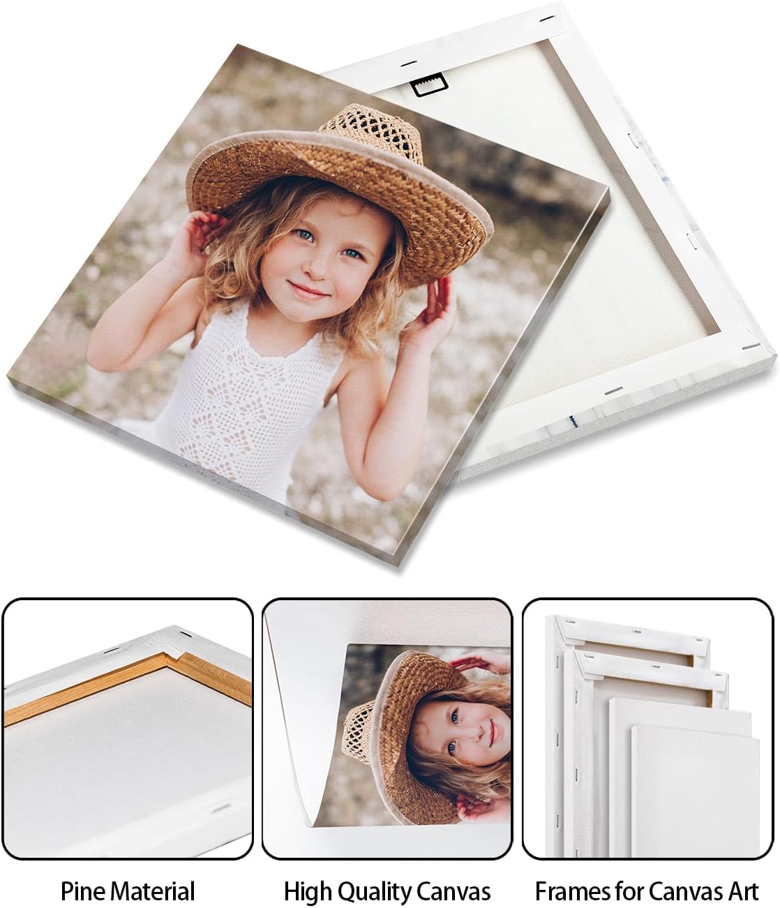 AbcCustomize Canvas Prints with Your Photos, Personalized Photo To Canvas Print for Bedroom, Living Room, Farmhouse Office Decor,Custom Canvas Wall Art for Gifts & Keepsakes, Ready to Hang