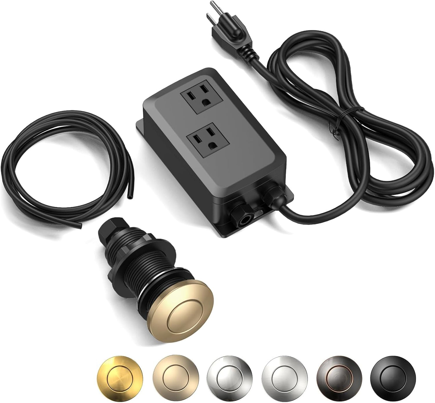 Garbage Disposal Air Switch Kit -Professional- Dual Outlet, Sink Top Waste Disposer On/Off, Garbage Disposal Button, UL Listed