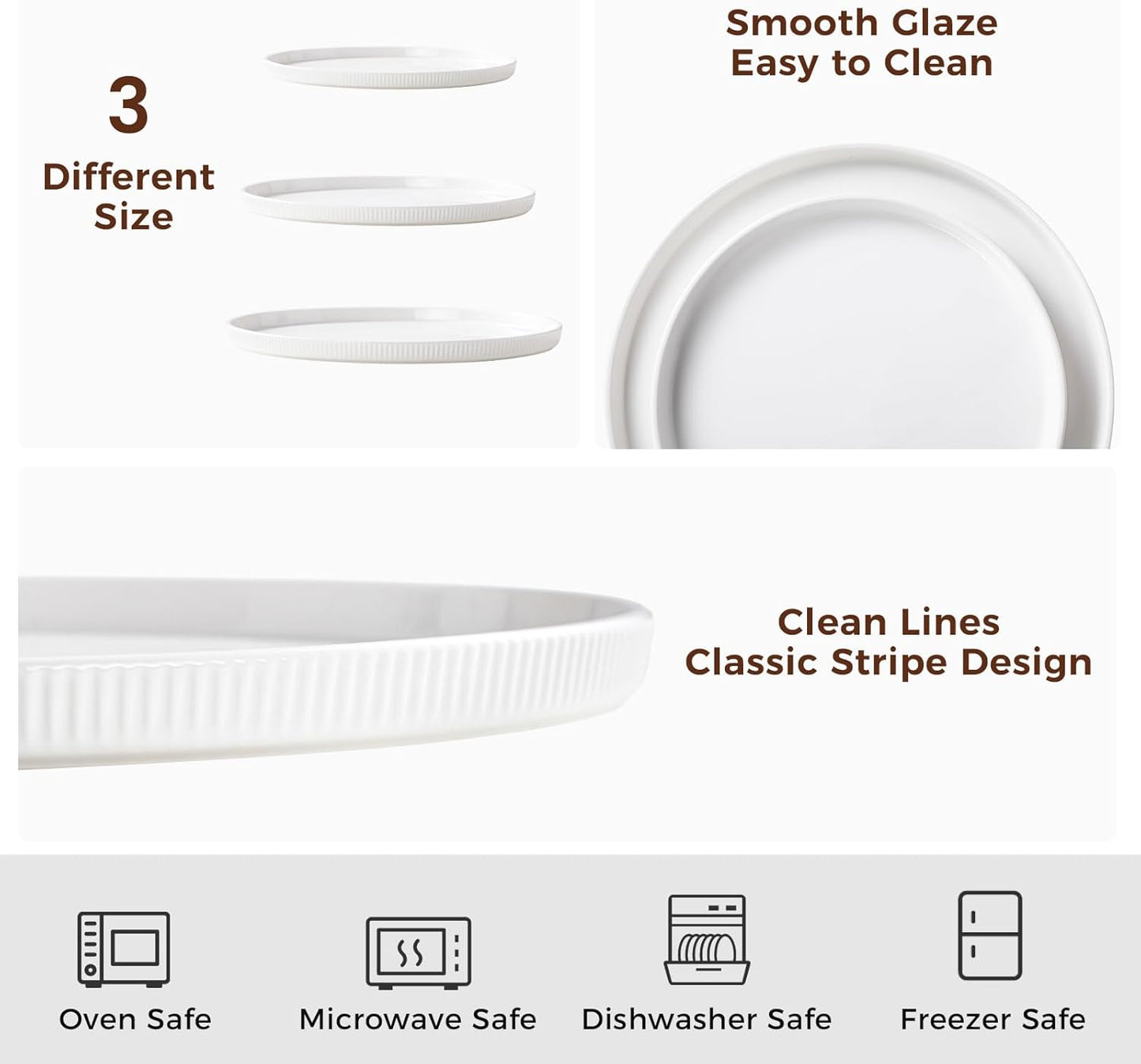 3 Packs Serving Platters, Large Serving Tray, Round Platters for Serving Food, Food Tray for Veggie Fruit Snack Dessert Cheese, White Ceramic Serving Trays for Party, Entertaining, 12.8”/10.8”/8.8”