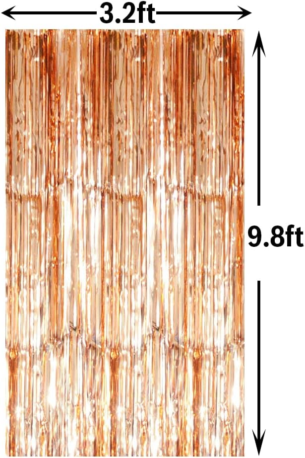 GOER 3.2 ft x 8.2 ft Metallic Tinsel Foil Fringe Curtains Party Photo Backdrop Party Streamers for Birthday,Graduation,New Year Eve Decorations Wedding Decor (4 Packs,Champagne Gold)