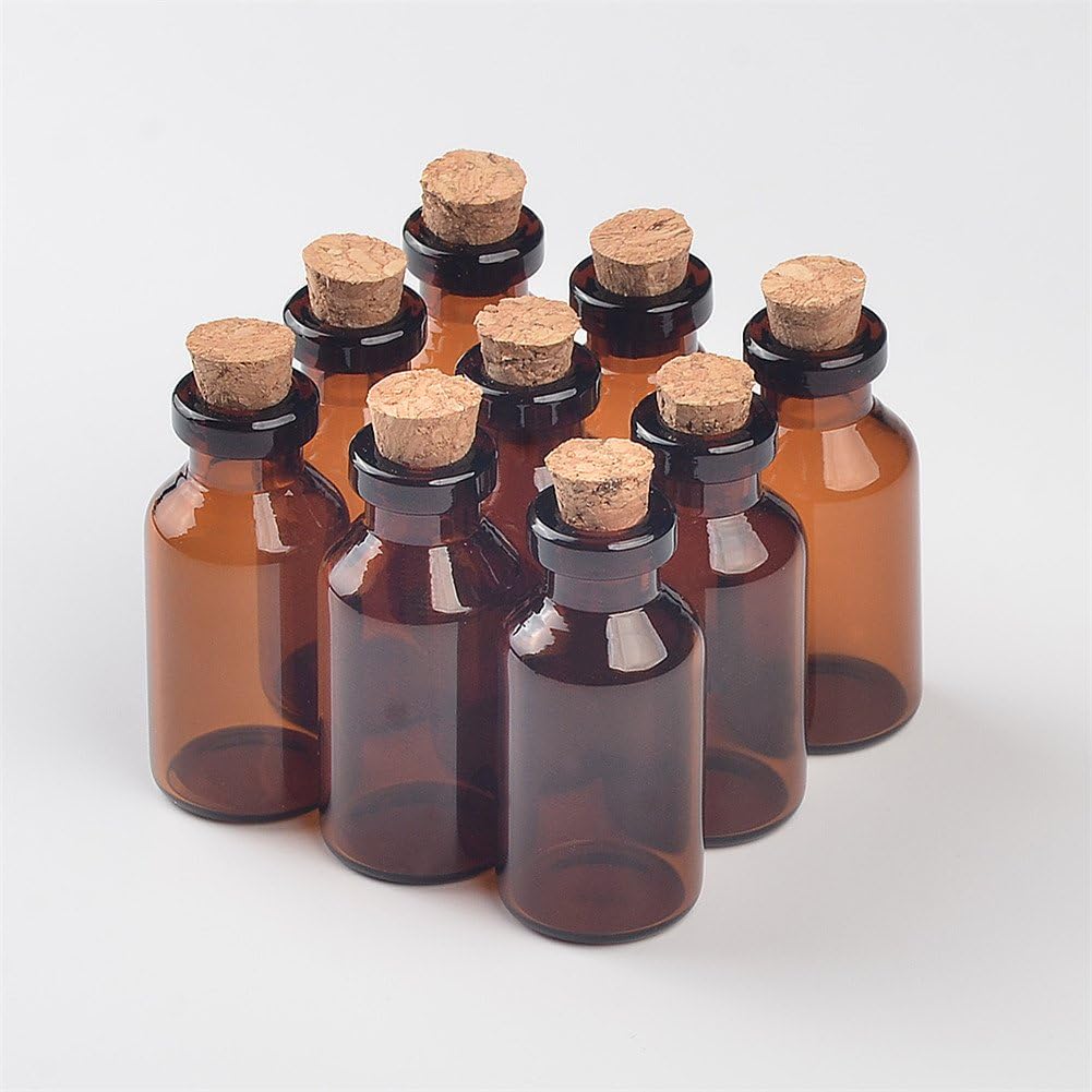 5ml Amber Glass Vials with Cork Empty Brown Tiny Glass Jars Mini Glass Bottles Vials Jars Containers 50units (50, 5ML)