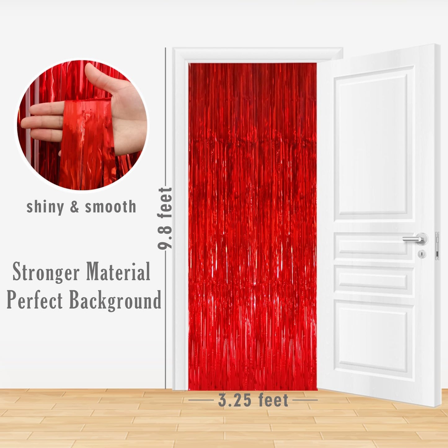 GOER 3.2 ft x 8.2 ft Metallic Tinsel Foil Fringe Curtains Party Photo Backdrop Party Streamers for Birthday,Graduation,New Year Eve Decorations Wedding Decor (1 Pack, Red)