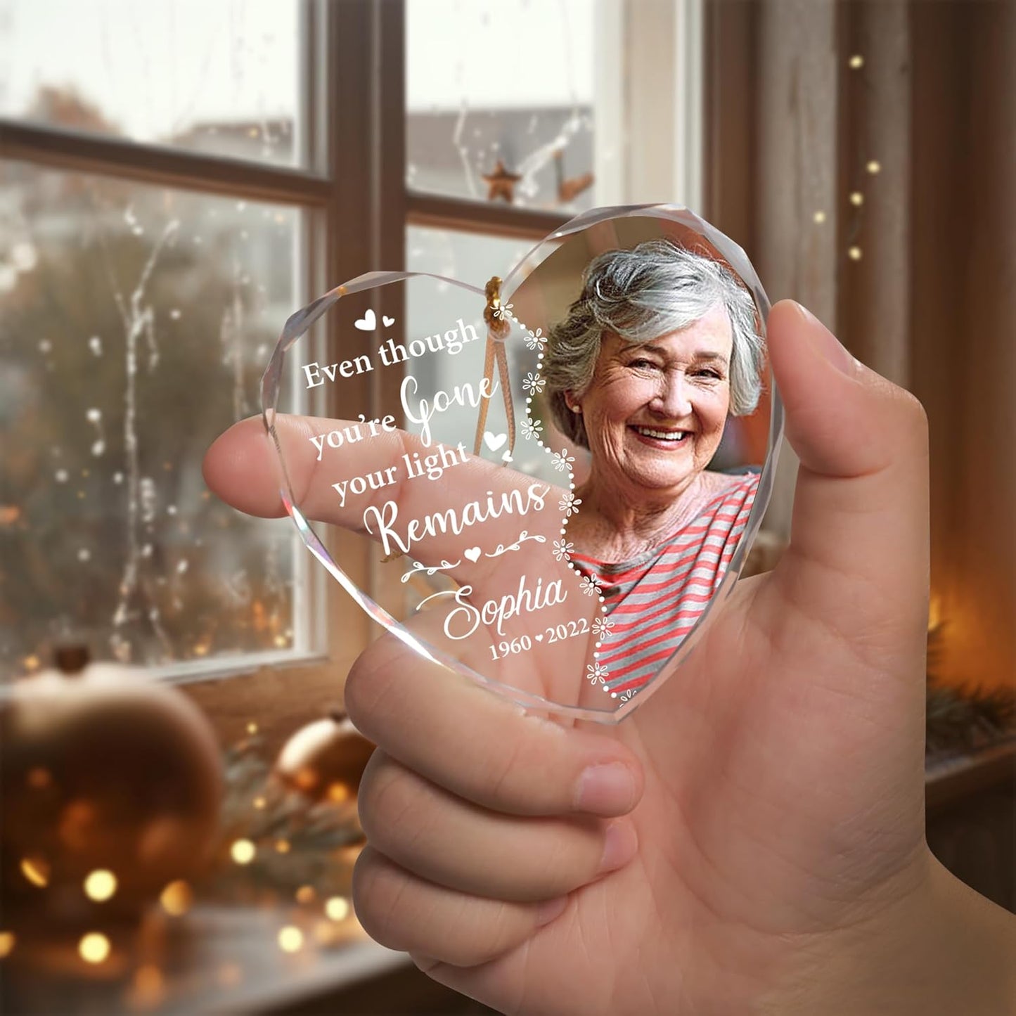 2025 Personalized Memorial Acrylic Ornament – Christmas-Birthday-Anniversary Keepsake for Loss of Loved One – Custom Photo Name Year – in Loving Memory Heart Decoration (Memorial001)