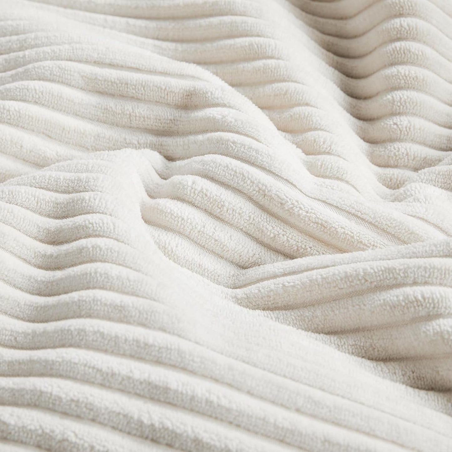 Fancy Homi 2 Packs Cream White Euro Decorative Throw Pillow Covers 28x28 Inch for Couch Bed Sofa, Farmhouse Boho Home Decor, Soft Corss Corduroy Patchwork Textured Square Cushion Case 71x71 cm