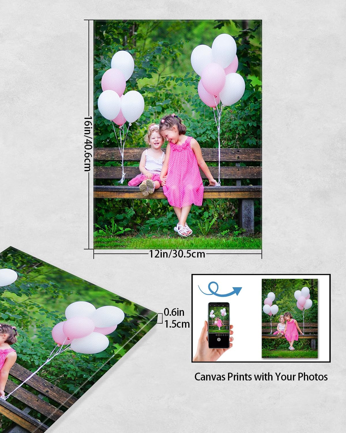 AbcCustomize Canvas Prints with Your Photos, Personalized Photo To Canvas Print for Bedroom, Living Room, Farmhouse Office Decor,Custom Canvas Wall Art for Gifts & Keepsakes, Ready to Hang