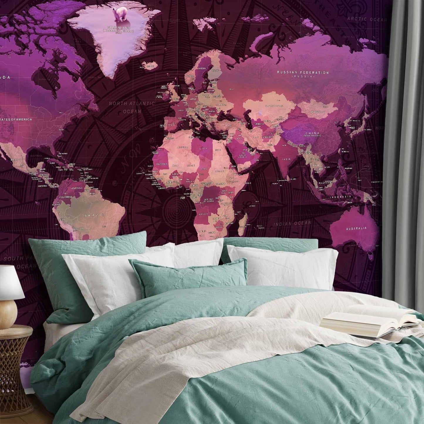 artgeist Wall Mural World Map 96x69 in - XXL Peel and Stick Self-Adhesive Wallpaper Removable Large Sticker Foil Wall Decor Print Picture Image Design Map of The World k-A-0273-a-a