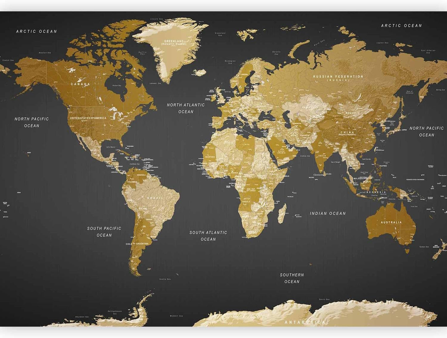 artgeist Premium Wall Mural World Map 138x101 in - XXL Non-Woven Wallpaper Fleece Wall Decor Photo Print Picture Image Design Home Map of The World k-A-0092-a-a