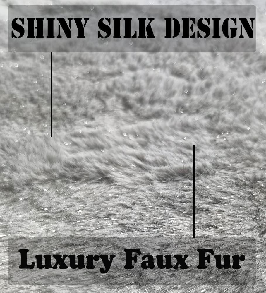 AISENO 36 Inch Christmas Tree Skirt Faux Fur Grey Bright Silk Shiny Decoration for Christmas Tree Plush Merry Christmas Decorations Decor