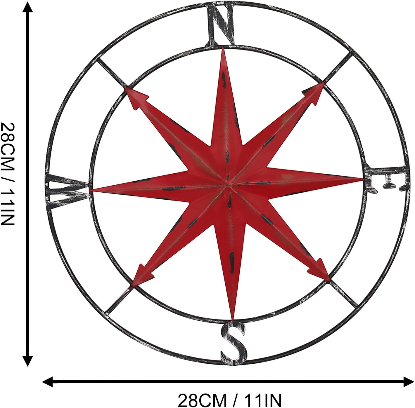 aboxoo Round Metal Compass Decorative Compass Metal Wall Art Hanging Wall Sculpture 11 Inch Diameter Farmhouse Decor Indoor or Outdoor Sign