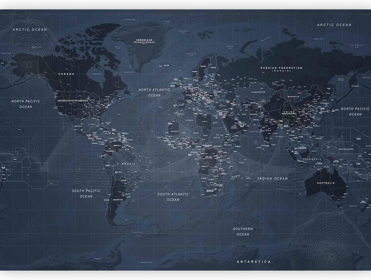 artgeist Premium Wall Mural World Map 157x110 in - XXL Non-Woven Wallpaper Fleece Wall Decor Photo Print Picture Image Design Home Map of The World k-A-0123-a-a