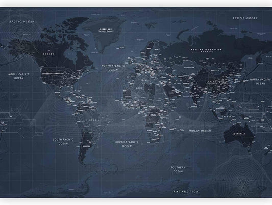 artgeist Premium Wall Mural World Map 157x110 in - XXL Non-Woven Wallpaper Fleece Wall Decor Photo Print Picture Image Design Home Map of The World k-A-0123-a-a