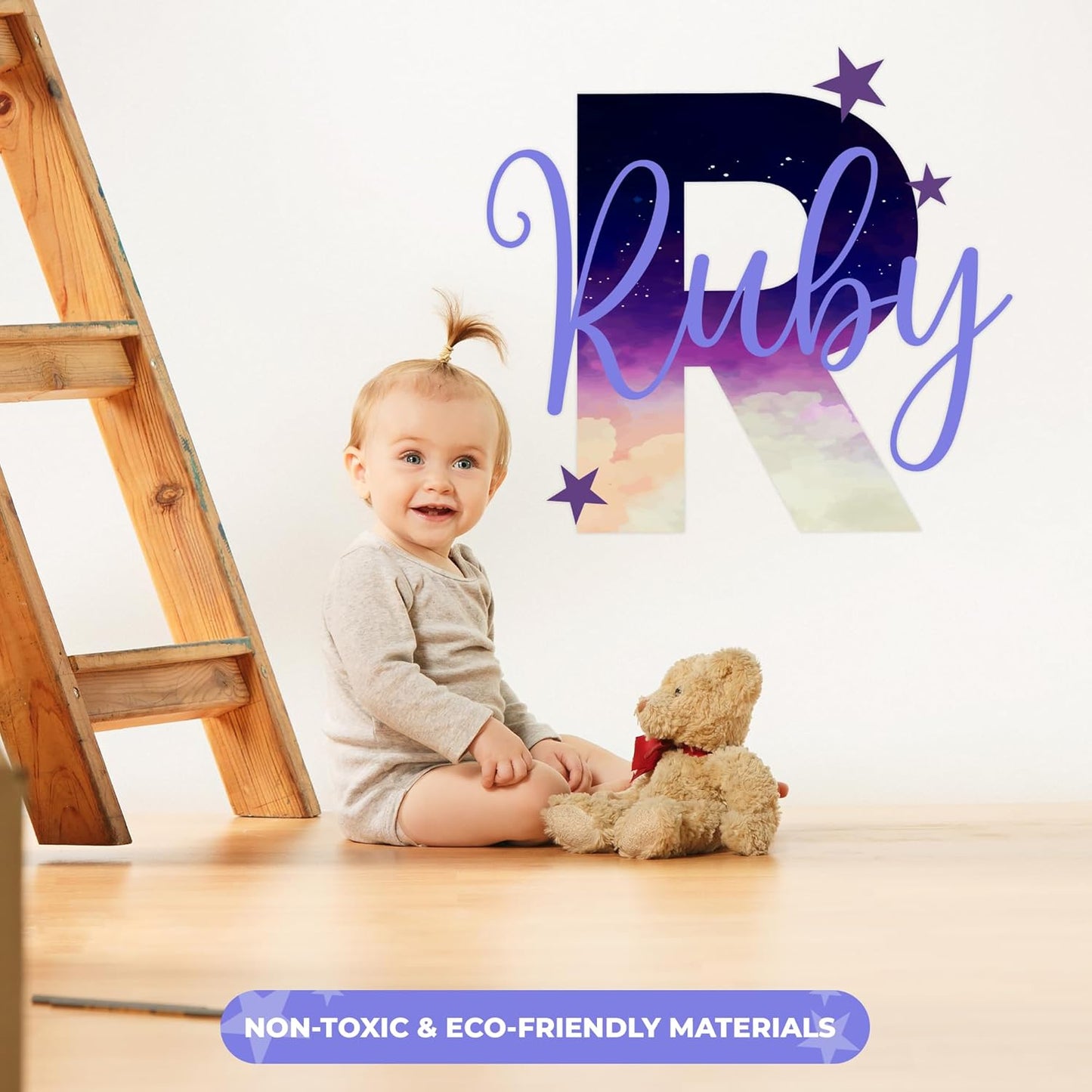 Custom Stickers Name Wall Decor I Personalized Name Sign for Room Decor | Multiple Custom Name & Initial I Decal for Baby Girl Nursery Decor I Nursery Wall Decal for Baby (B. Night Sky)