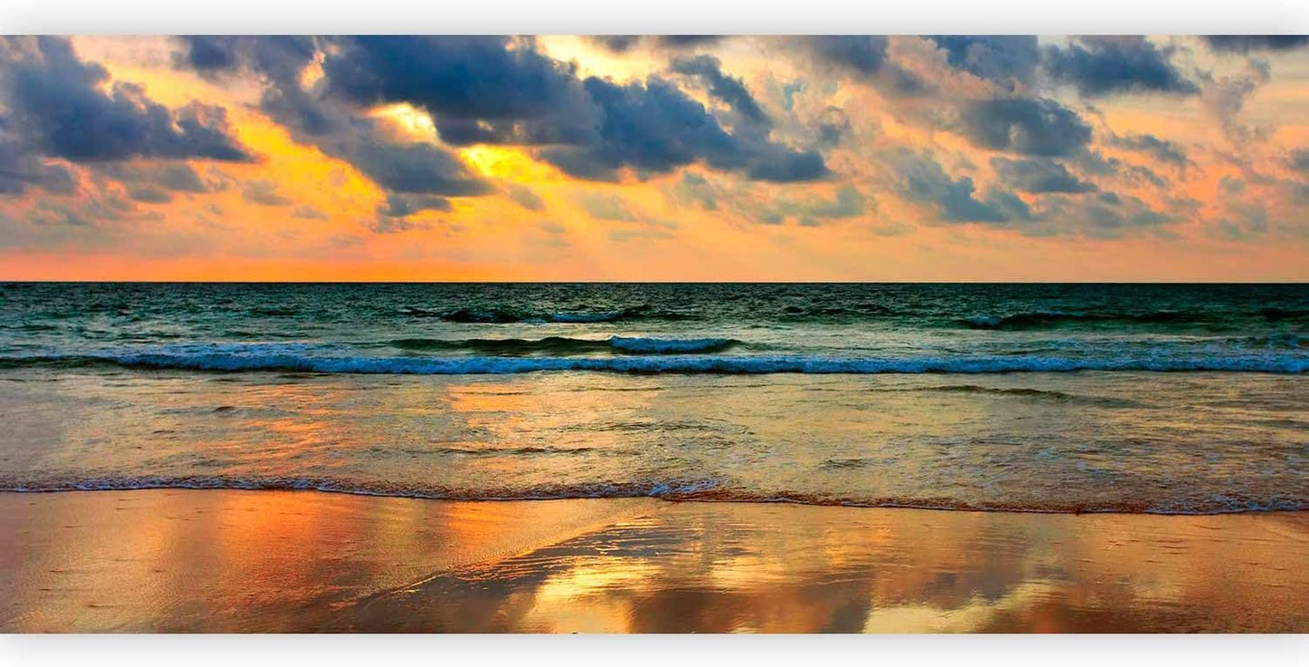 artgeist Premium Wall Mural Nature 216x98 in - Non-Woven Photo Wallpaper Art Print Fleece Wall Mural Decoration Water Waves Birds Sunset Landscape c-B-10179-a-a