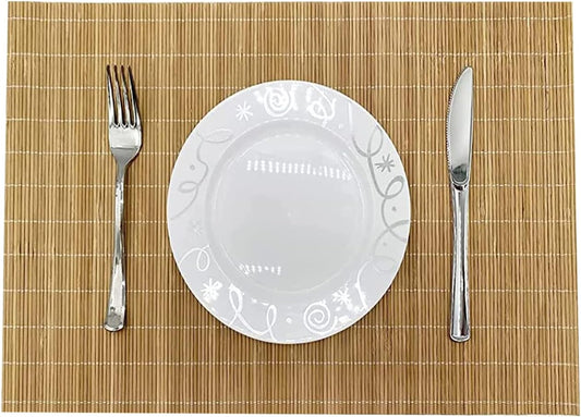 ANDSTAR Set of 2 Pcs Bamboo Placemats Sushi Rolling Mat Japanese Style Natural Anti-Slip Bamboo Placemats Washable Heat-Resistant Table Mats for Dining Room and Kitchen（Brown）