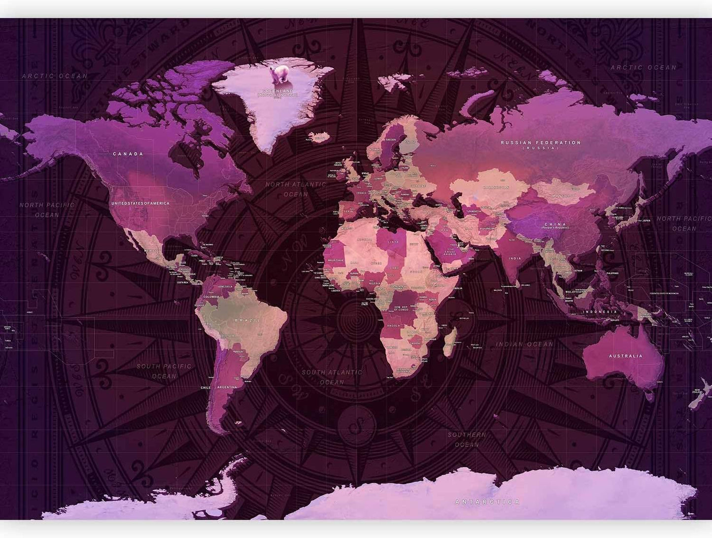 artgeist Wall Mural World Map 77x55 in - XXL Peel and Stick Self-Adhesive Wallpaper Removable Large Sticker Foil Wall Decor Print Picture Image Design Map of The World k-A-0273-a-a