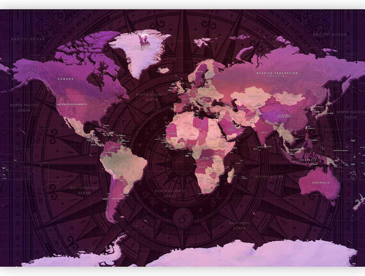 artgeist Wall Mural World Map 138x101 in - XXL Non-Woven Wallpaper Fleece Wall Decor Photo Print Picture Image Design Home Map of The World k-A-0273-a-a