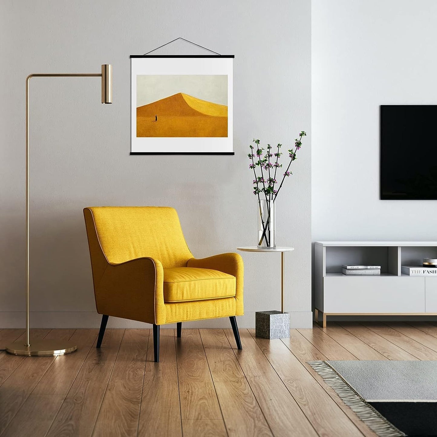 FALAMON Magnetic Poster Hanger Frame, 26x20 26x38 26x34 Teak Wood Magnet Poster Frame for Posters, Prints, Photos, Pictures, Maps, Scrolls, and Canvas Artwork(Black, 26")