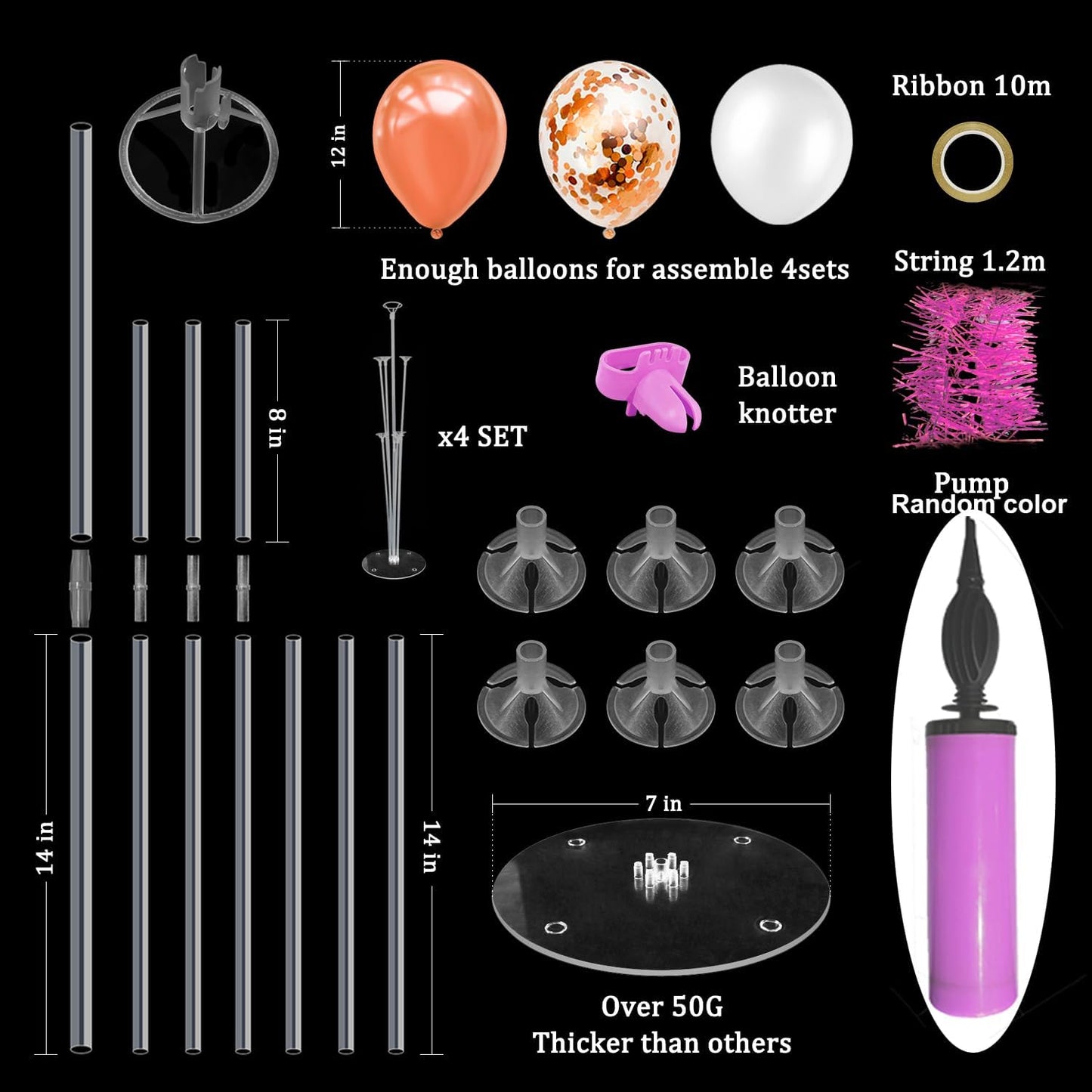 Rose Gold Balloon Stand Centerpiece Table Decorations for Birthday Anniversary Engagement Wedding Bridal Shower Graduation Mother's Day Party Decorations(Rose gold set4)