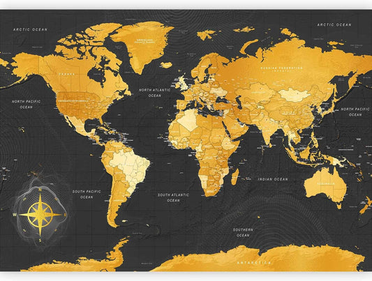 artgeist Wall Mural World Map 193x138 in - XXL Peel and Stick Self-Adhesive Wallpaper Removable Large Sticker Foil Wall Decor Print Picture Image Design Map of The World k-A-0130-a-a