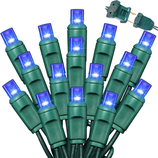 50LED String Lights,LED Christmas Lights,6" SPACING,Green Wire,Blue Colour,Commercial Grade
