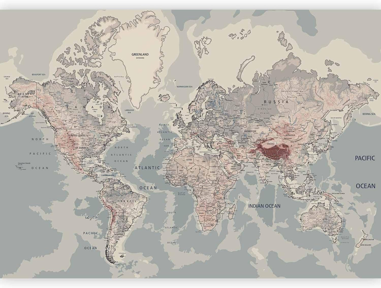 artgeist Premium Wall Mural World Map 157x110 in - XXL Non-Woven Wallpaper Fleece Wall Decor Photo Print Picture Image Design Home Map of The World k-A-0061-a-c