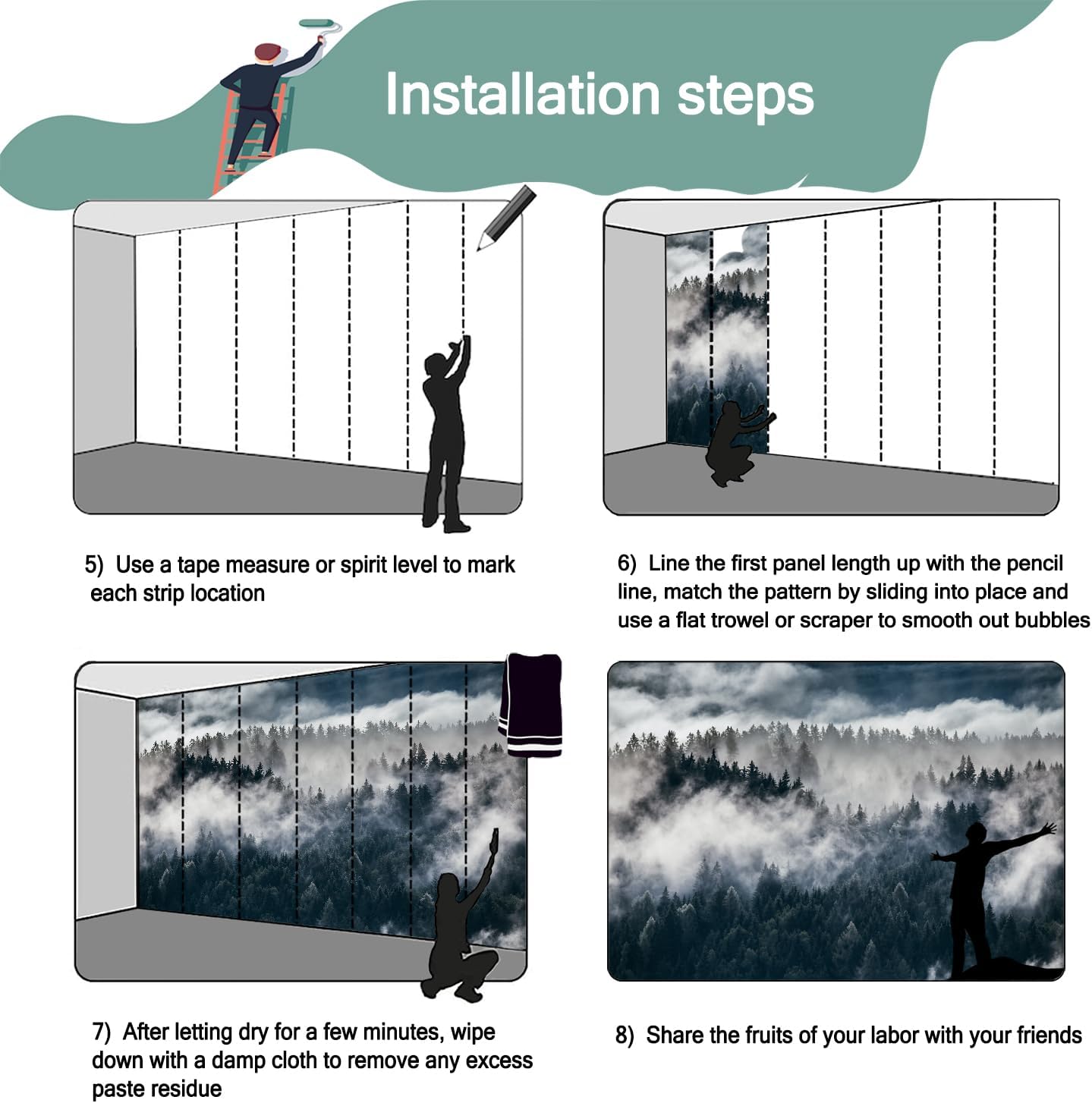 -Misty Forest Bedroom Wallpaper XT20 M 140" x 91"