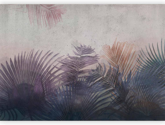 artgeist Wall Mural Jungle 116x83 in - XXL Peel and Stick Self-Adhesive Wallpaper Removable Large Sticker Foil Wall Decor Print Picture Image Design Leaves Botanical Nature Purple Grey b-A-0827-a-a