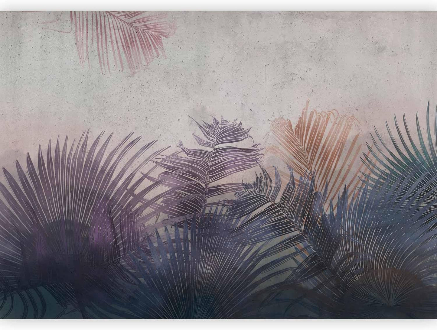 artgeist Wall Mural Jungle 177x124 in - XXL Non-Woven Wallpaper Fleece Wall Decor Photo Print Picture Image Design Leaves Botanical Nature Purple Grey b-A-0827-a-a