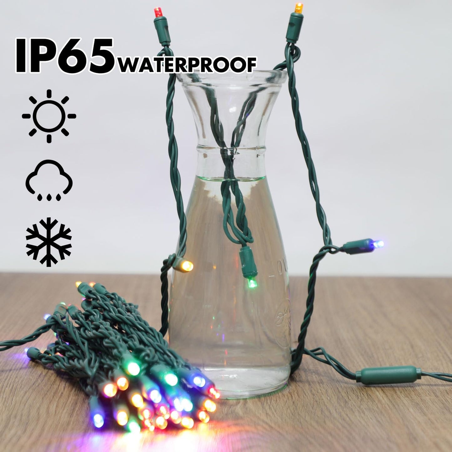 100Count (2pk of 50L) String Lights, LED Christmas Lights, 6" SPACING,Green Wire,Multicolour