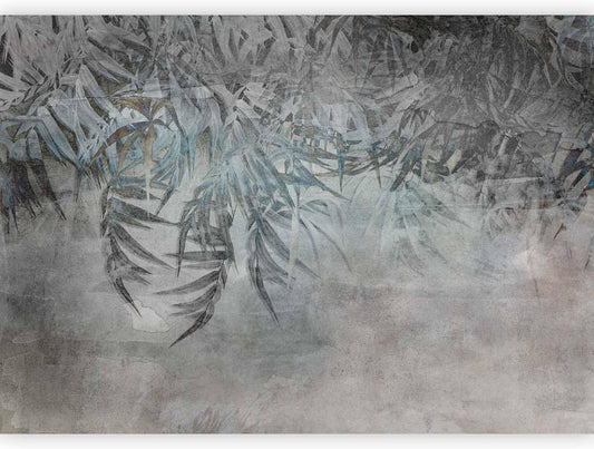 artgeist Premium Wall Mural Leaves 79x55 in - XXL Non-Woven Wallpaper Fleece Wall Decor Photo Print Picture Image Design Palm Leaves Concrete Nature Grey b-C-10103-a-a