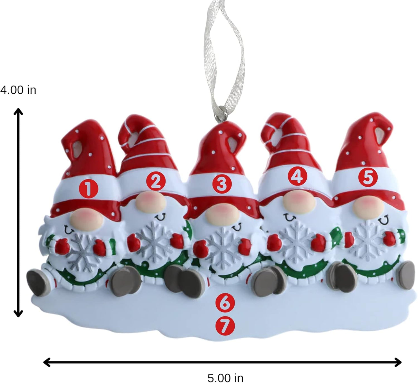 2025 Family Christmas Ornament – Personalized Ornament for Families – Custom Gnome Family Ornament – Holiday Tree Decoration Keepsake Gift (Family of 5)