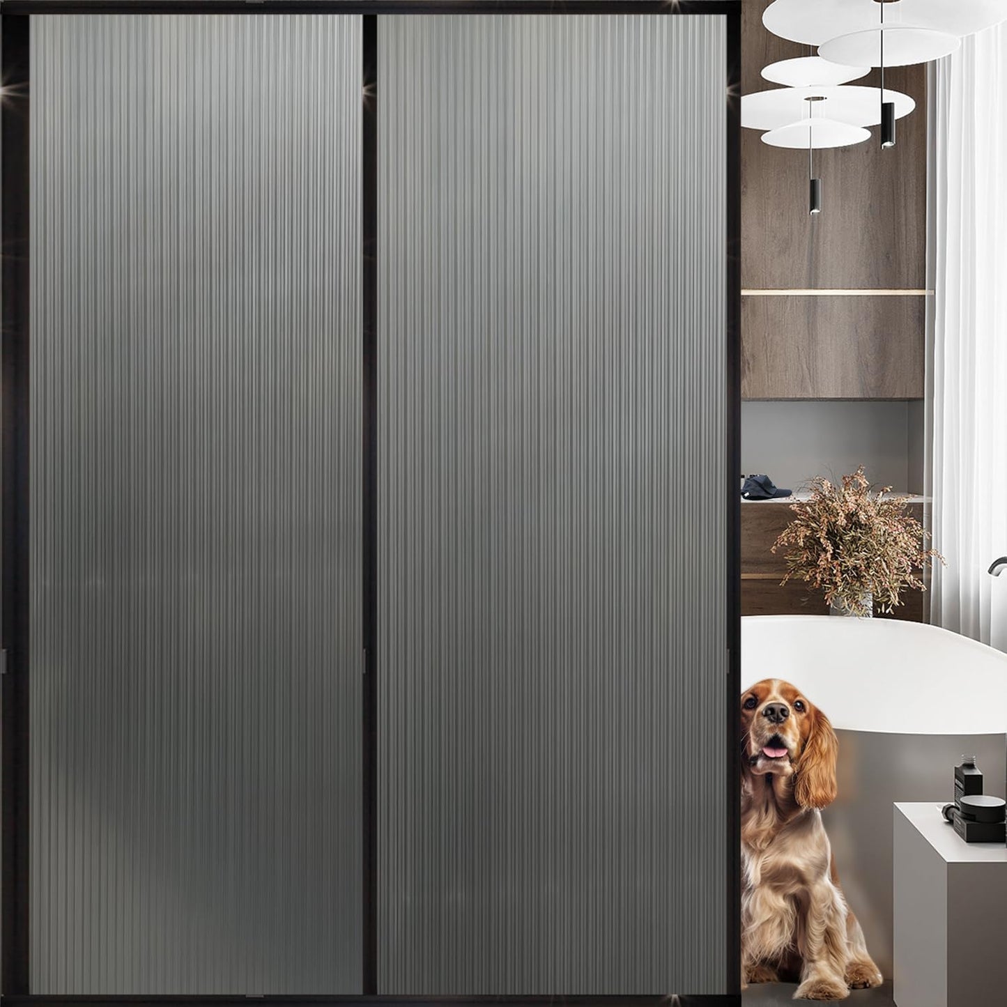 Frosted Glass Window Privacy Film Decorative, Bathroom Privacy Film for Glass Windows Cover, Static Cling, Removable, Reusable, Anti-UV, Anti-Glare, Heat Blocking,Changhong,17.5X78.7Inch